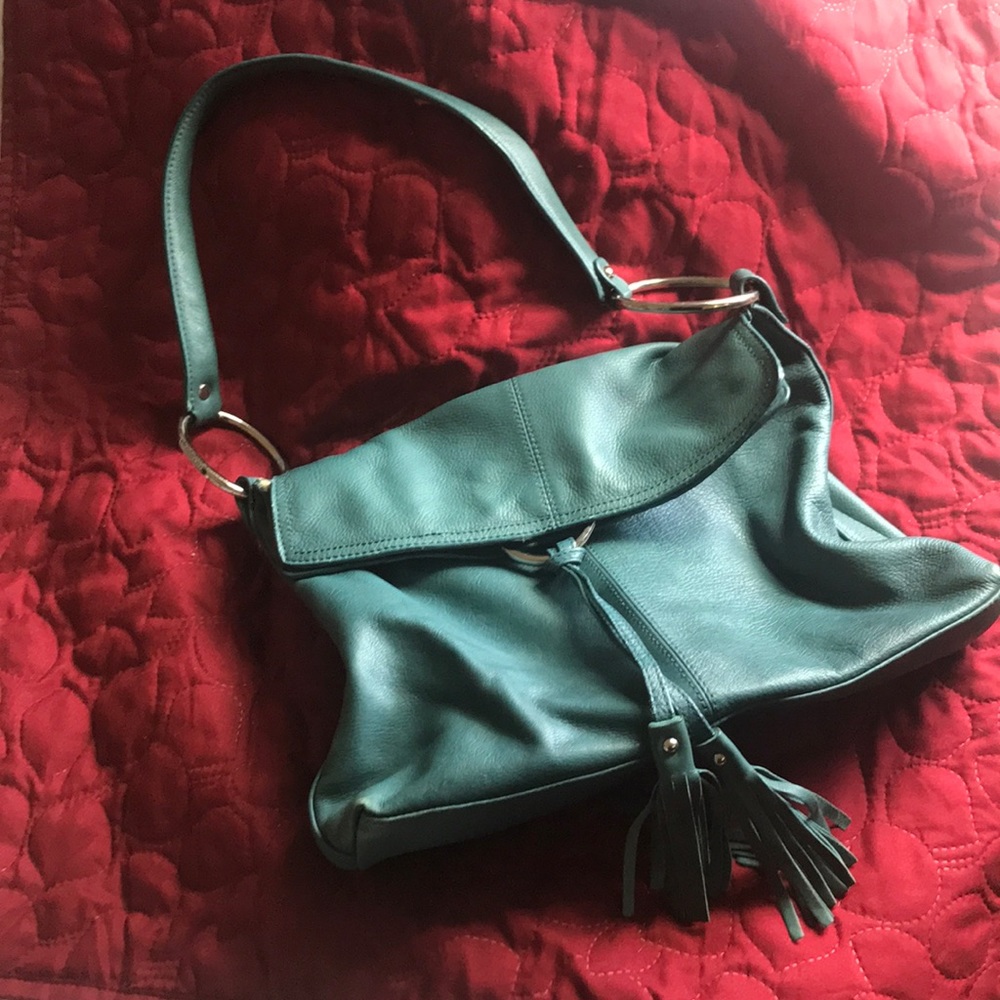 Alfani turquoise leather bag with strap
